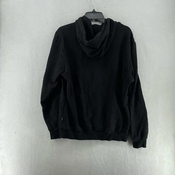 Puma Hoodie Men's Sz M Black Embossed Chest Logo Drawstring Ribbed Trim Pullover - Picture 2 of 11